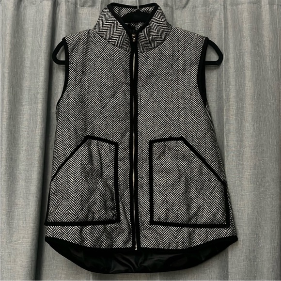 Bundle of 4 puffer vests black green navy blue white herringbone j crew - Picture 4 of 5